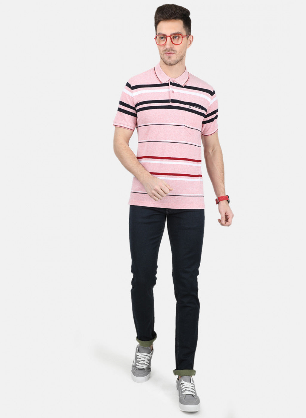 Mens Pink Stripe T-Shirt