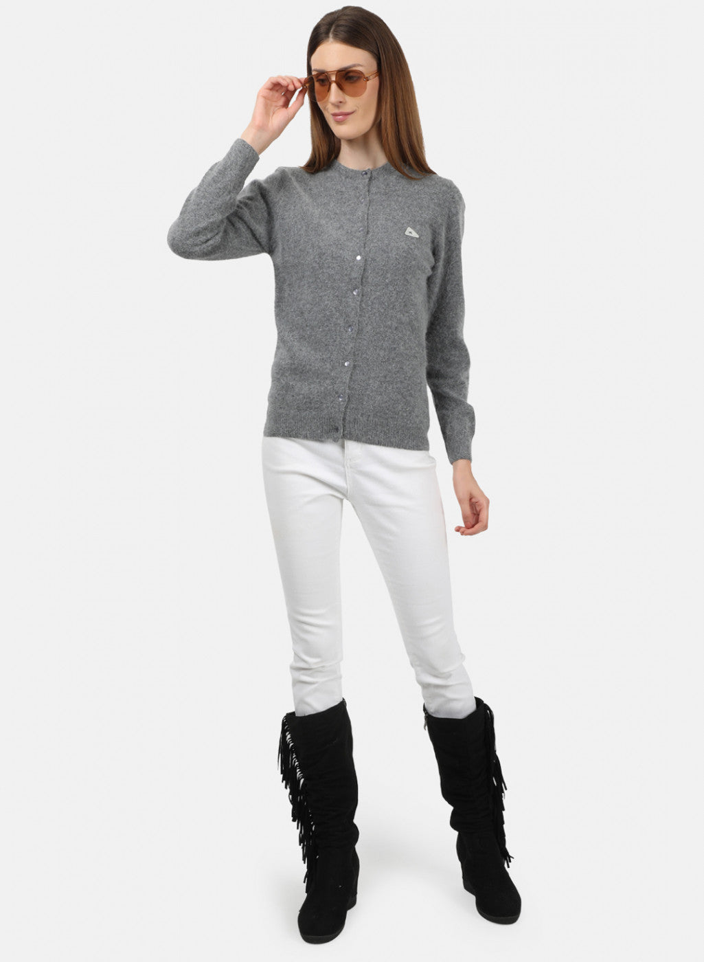 Women Grey Solid Cardigan