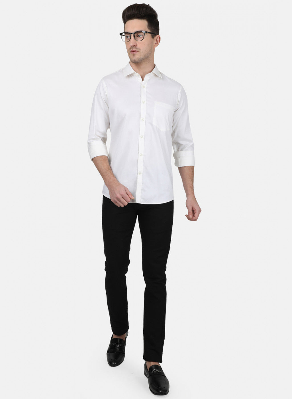 Mens Off White Printed Shirt