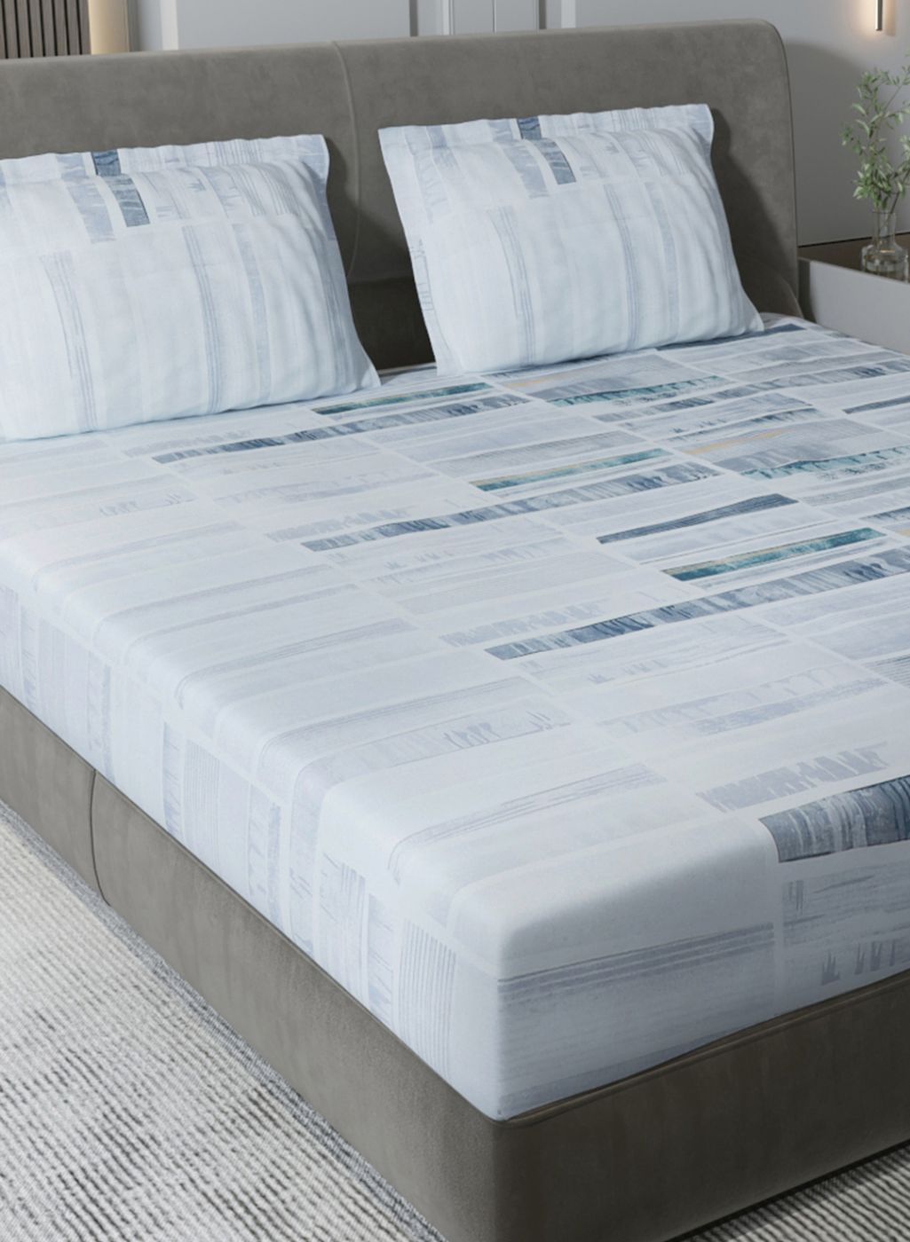 140TC Pure Cotton King Bedsheet with 2 Pillow Covers