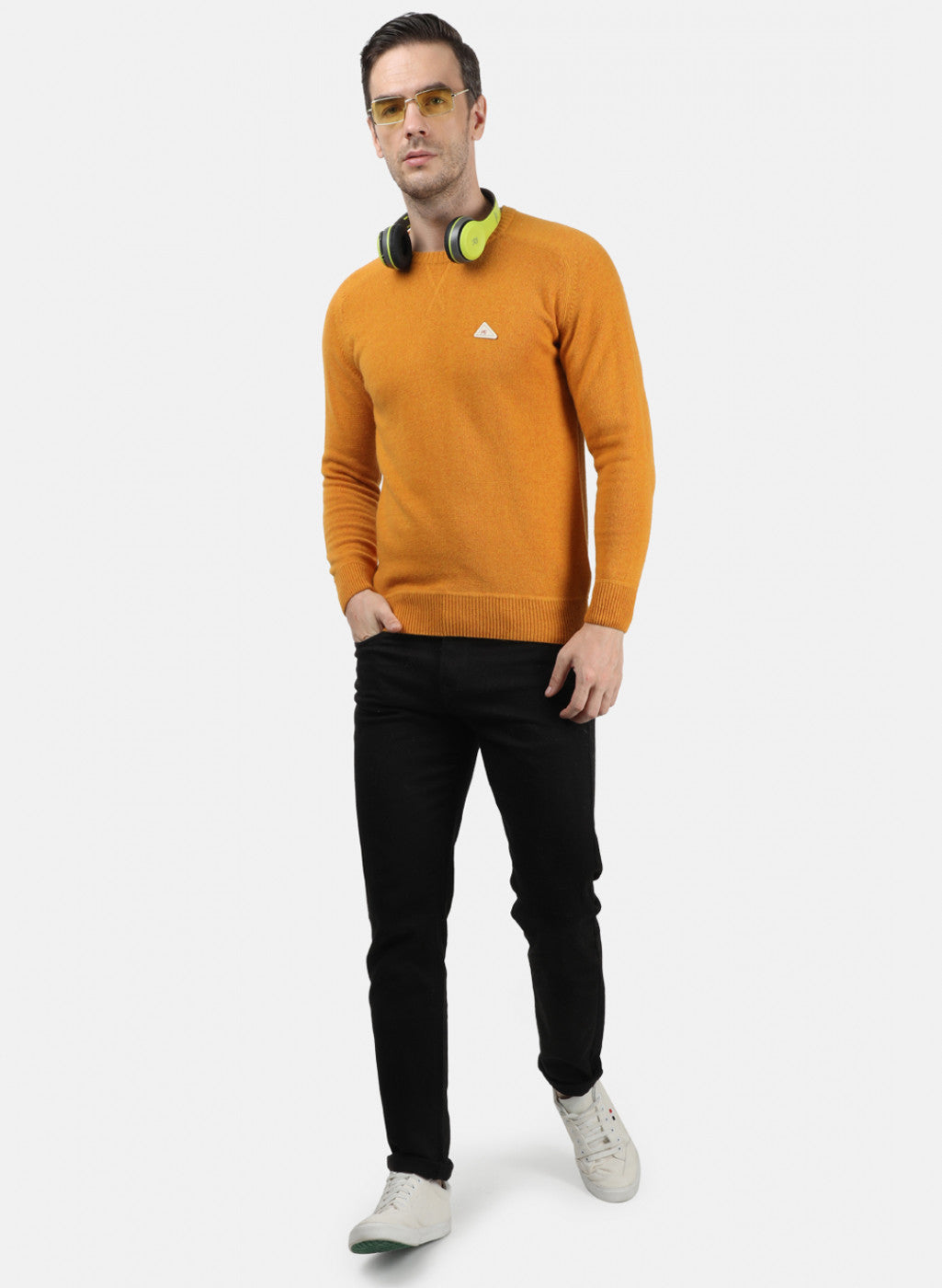 Men Yellow Solid Pullover