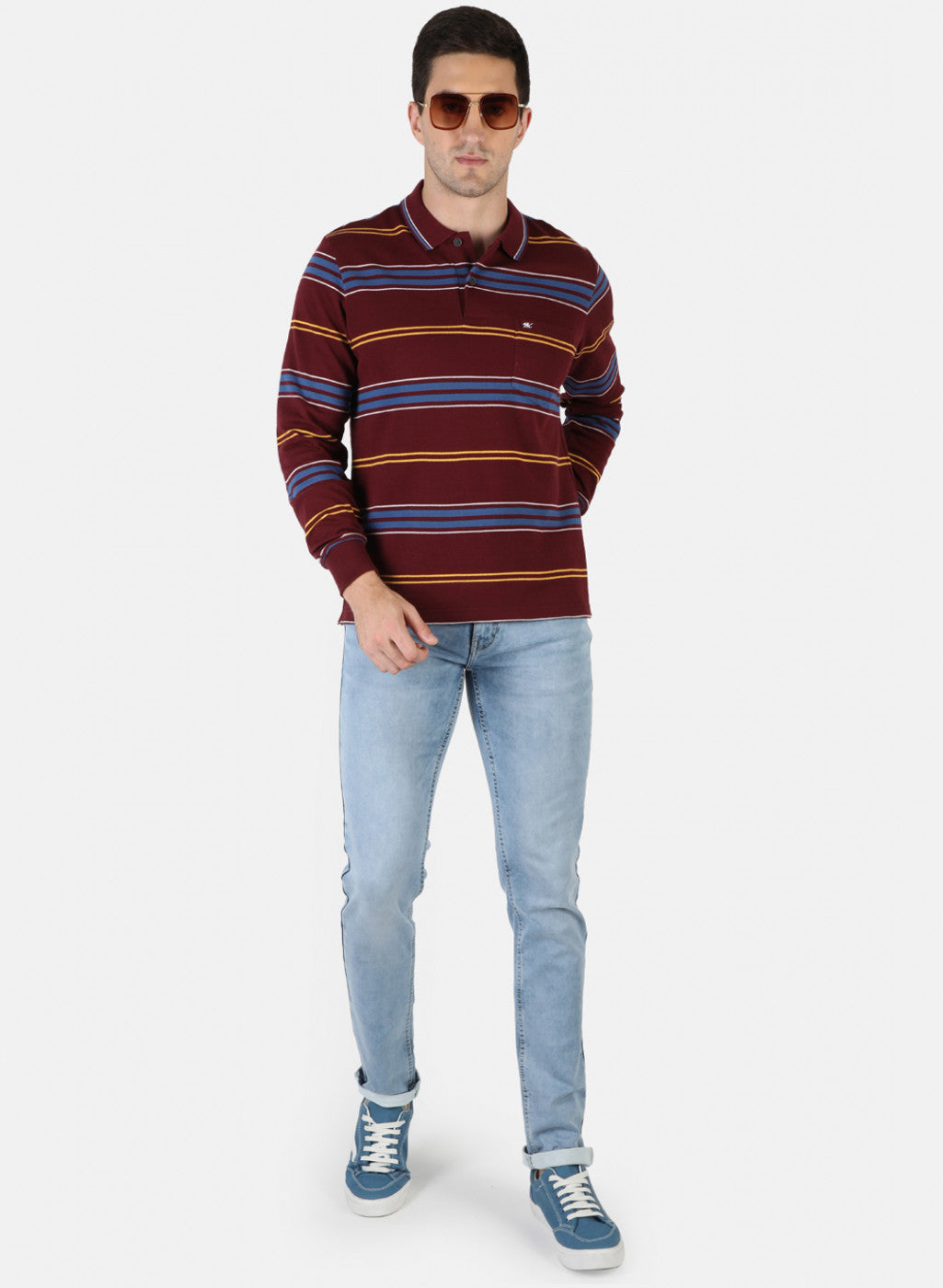 Men Maroon Stripe T-Shirt