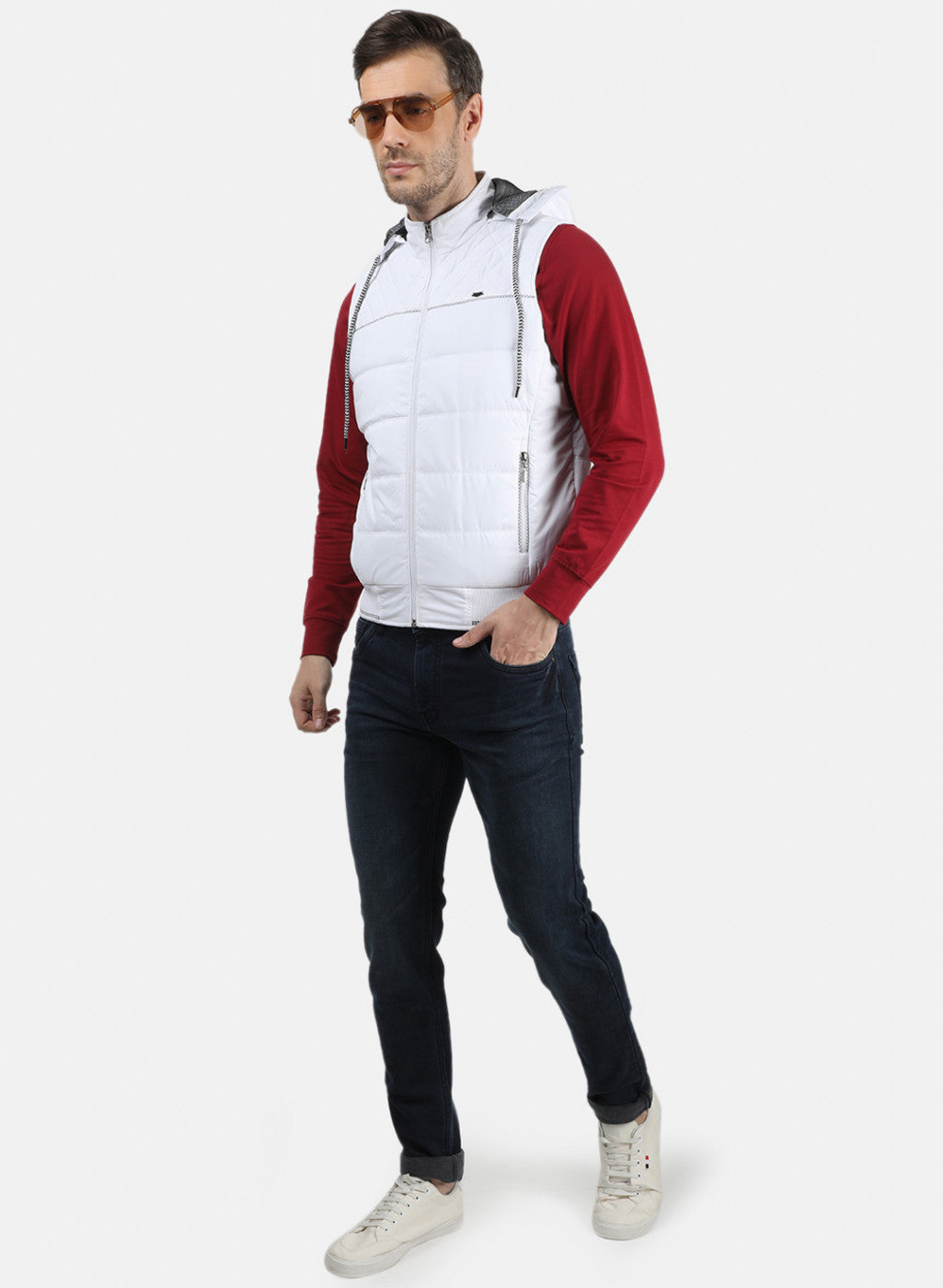 Men White Plain Jacket