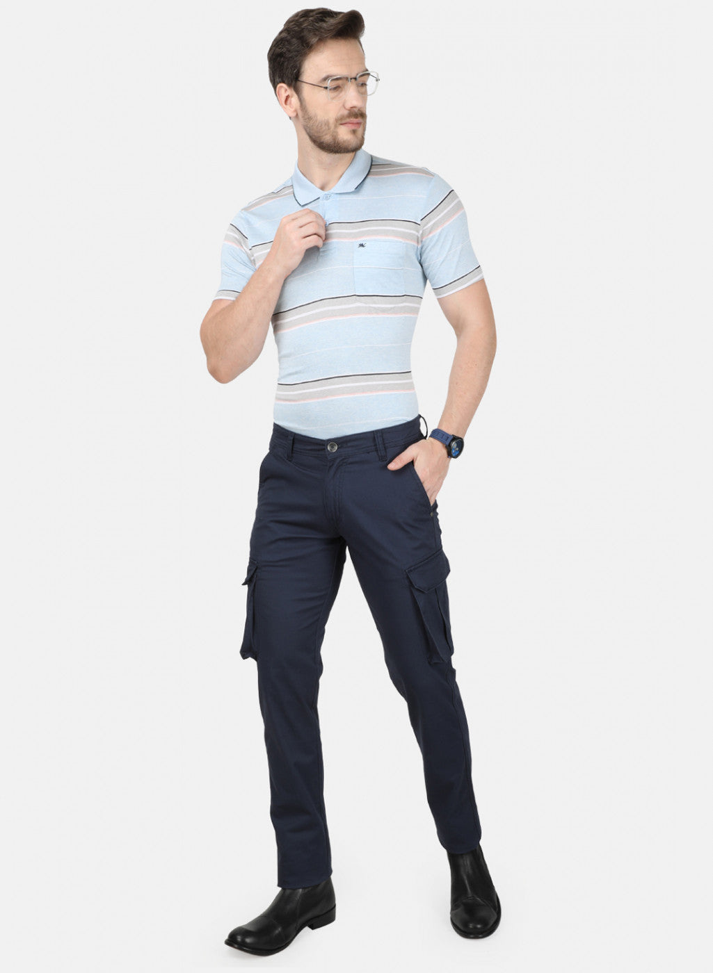 Mens Blue Slim Trouser