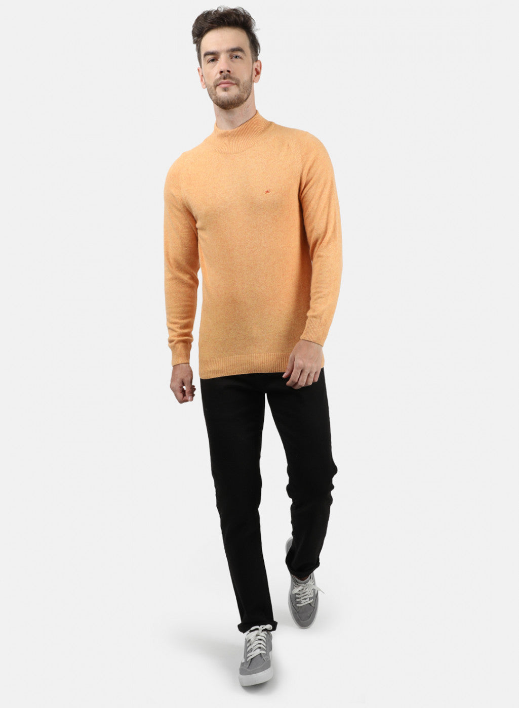 Men Orange Solid Pullover