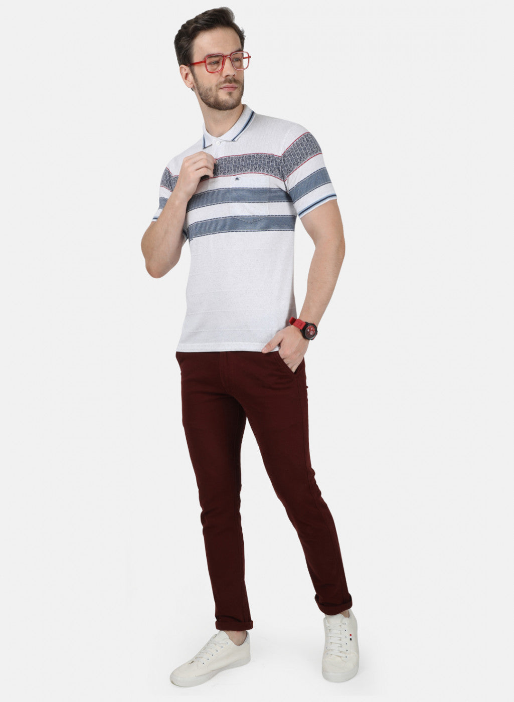 Mens White Stripe T-Shirt