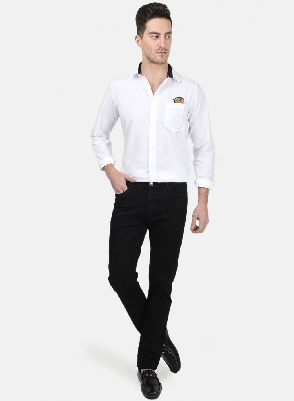 Mens White Solid Shirts