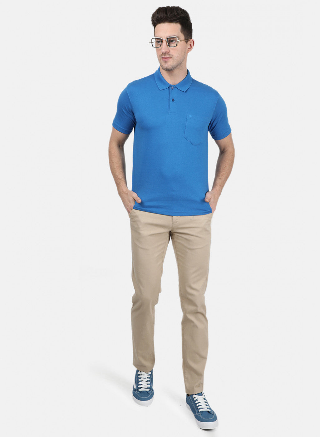 Mens Blue Plain T-Shirt