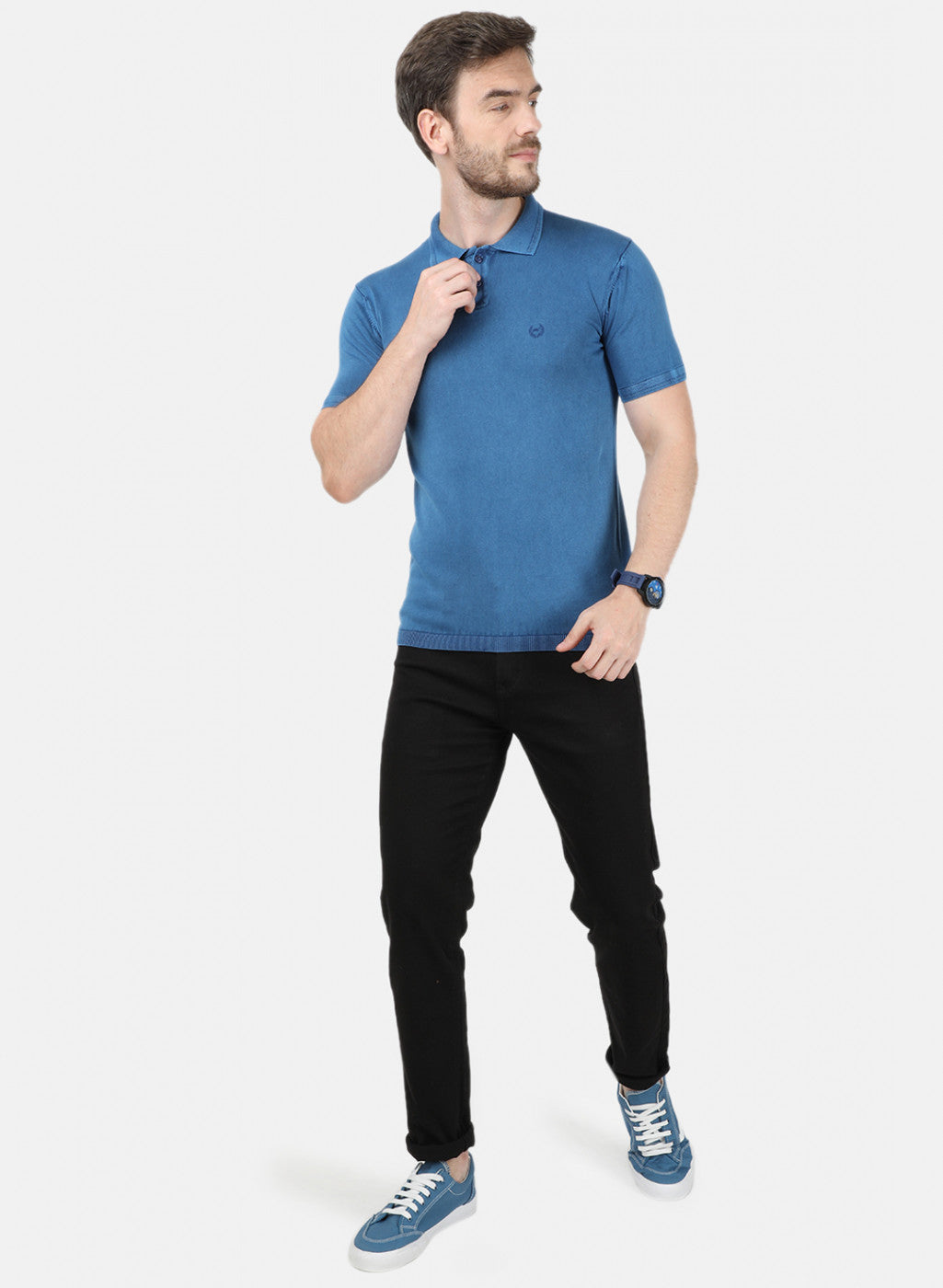 Mens Blue Plain T-Shirt