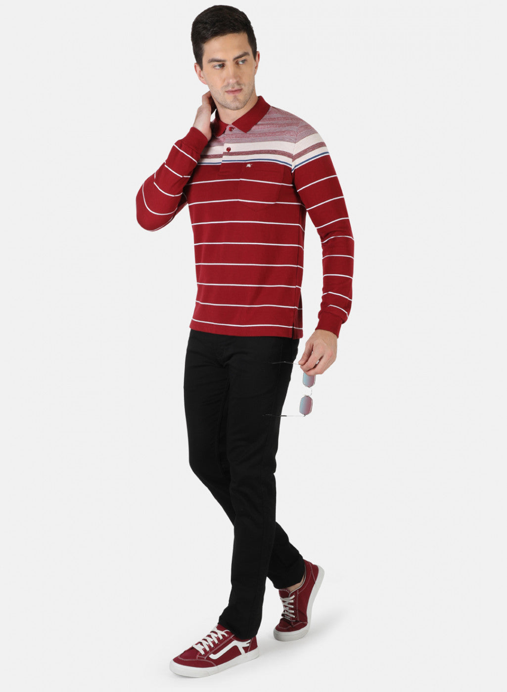 Men Maroon Stripe T-Shirt