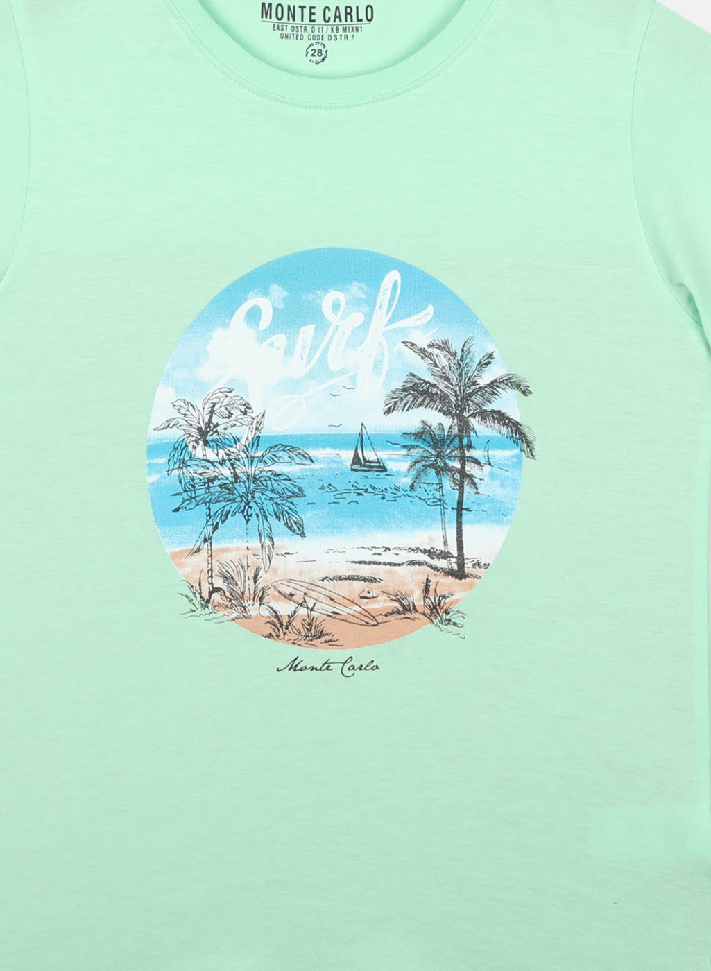 Boys Sea Green & Pink Printed T-Shirt