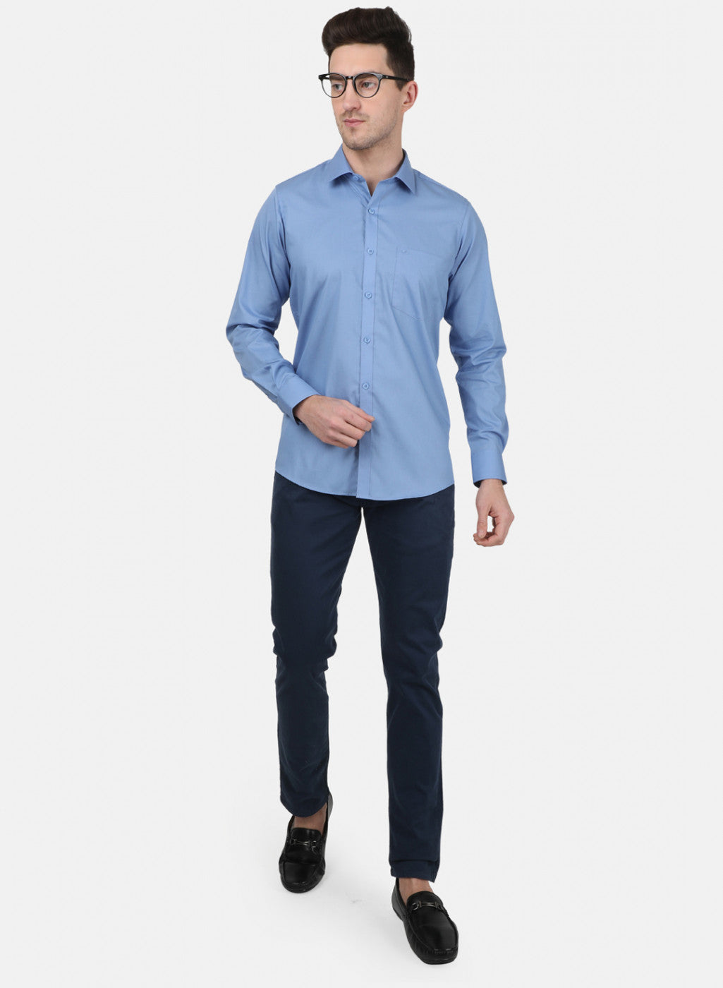 Mens Blue Solid Shirt