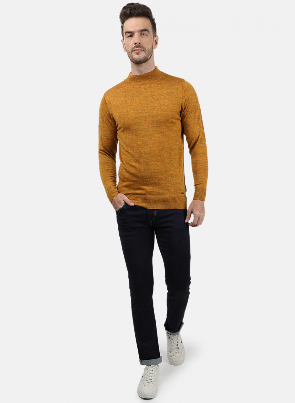 Men Yellow Solid Pullover