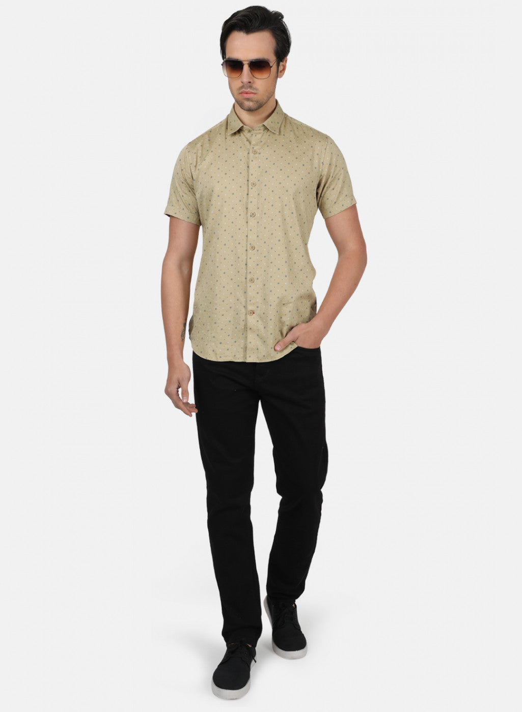 Men Olive Printed Shirts