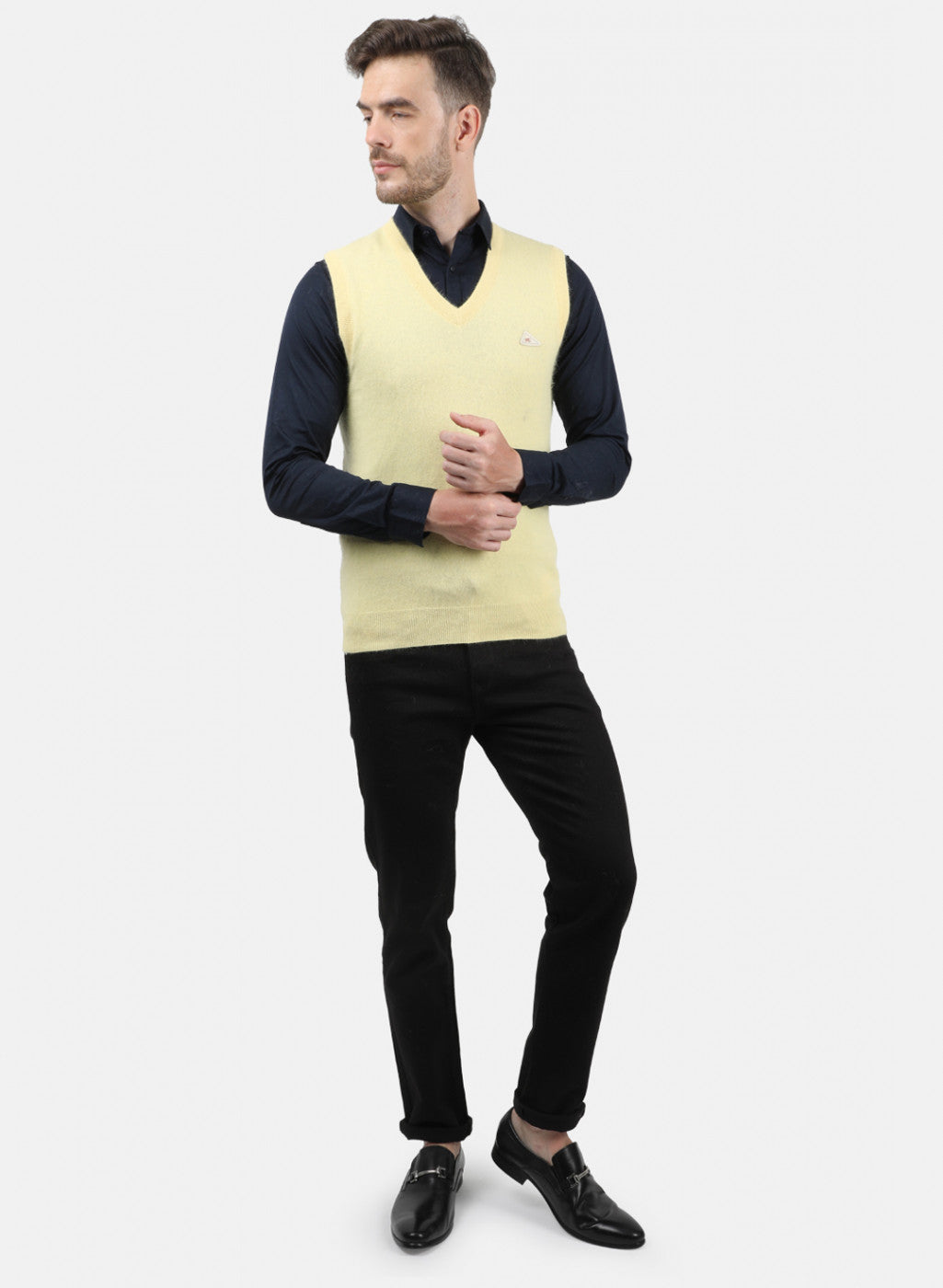 Men Yellow Solid Sweater