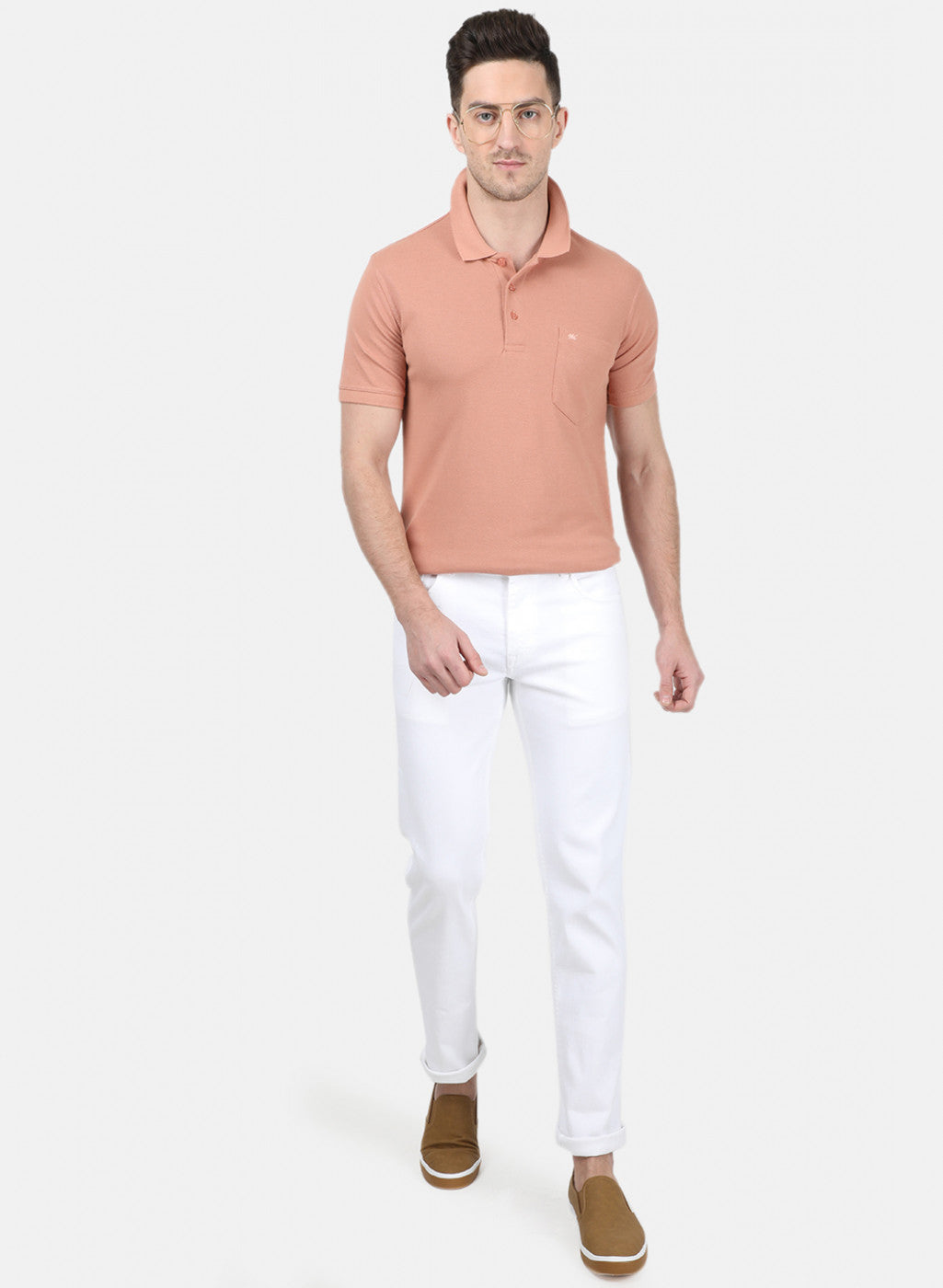 Mens Pink Plain T-Shirt