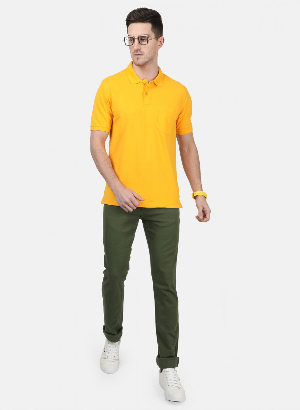 Mens Mustard Plain T-Shirts