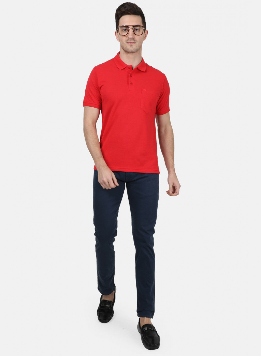 Mens Red Plain T-Shirt