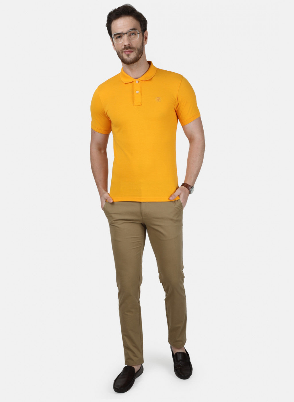 Mens Mustard Plain T-Shirt