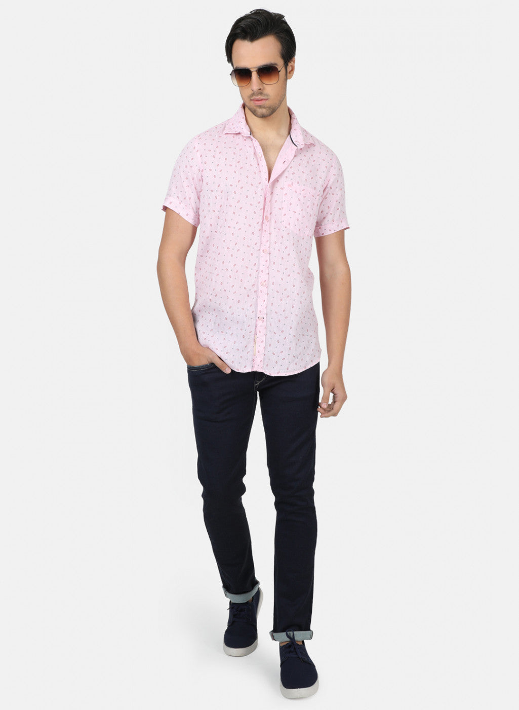 Men Pink Printed Shirts