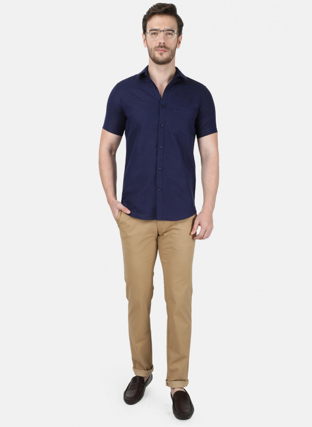 Mens NAvy Blue Solid Shirt