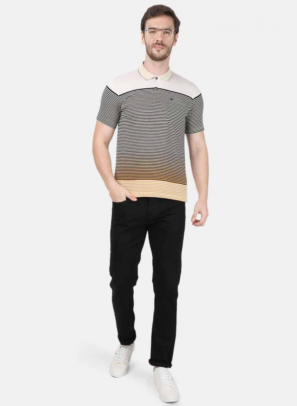 Mens Beige Stripe T-Shirt