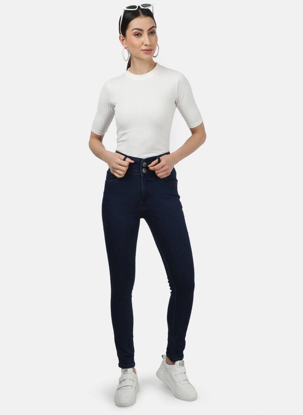 Womens Blue Plain Denims