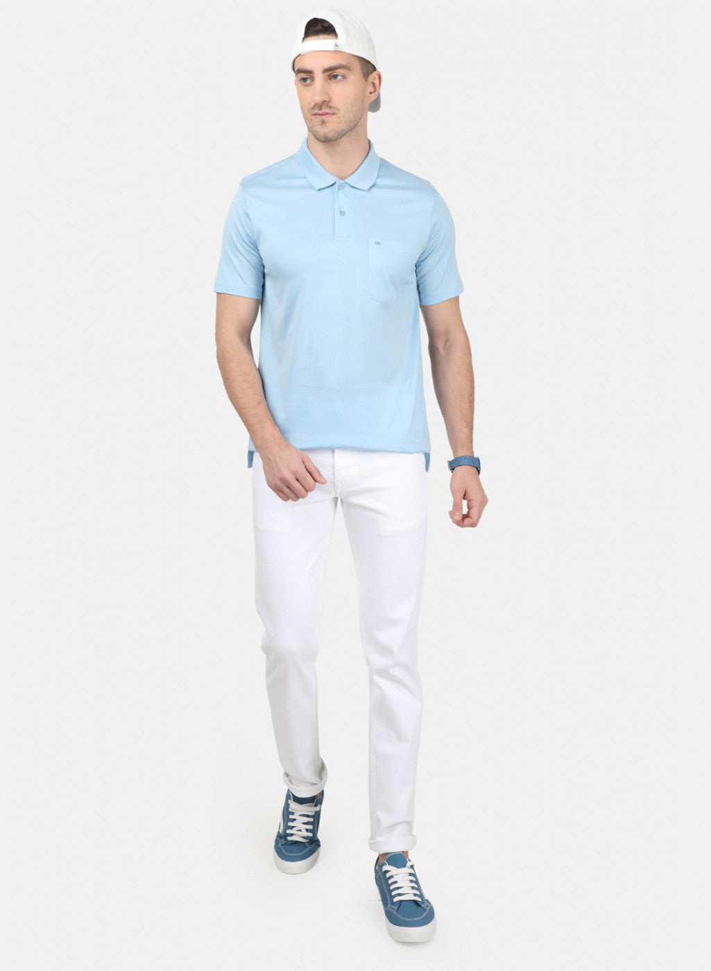 Mens Blue Plain T-Shirt