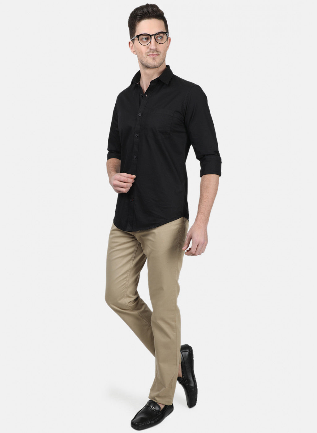 Mens Jet Black Solid Shirts