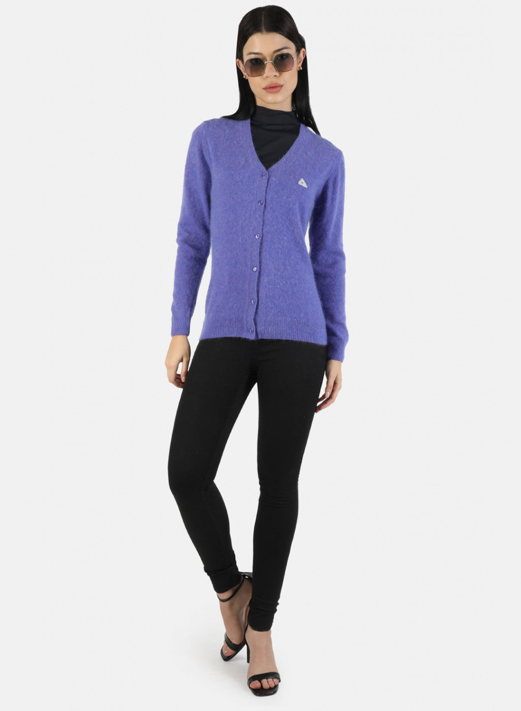 Women Purple Solid Cardigan