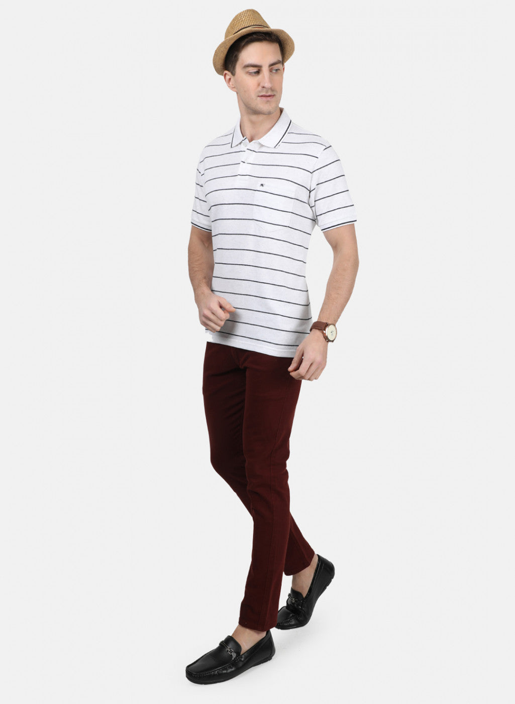 Mens White Stripe T-Shirt