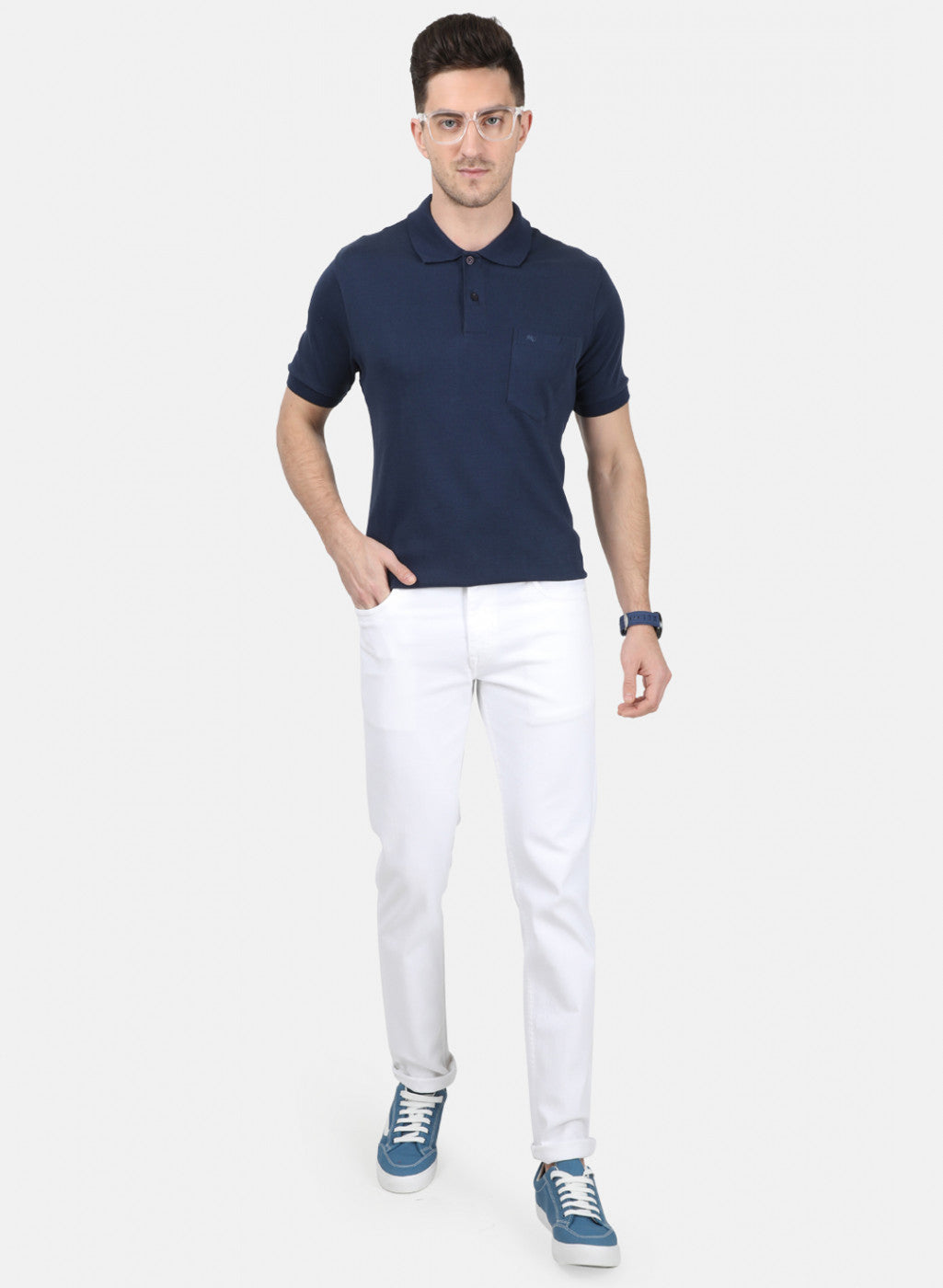 Mens Navy Blue Plain T-Shirt