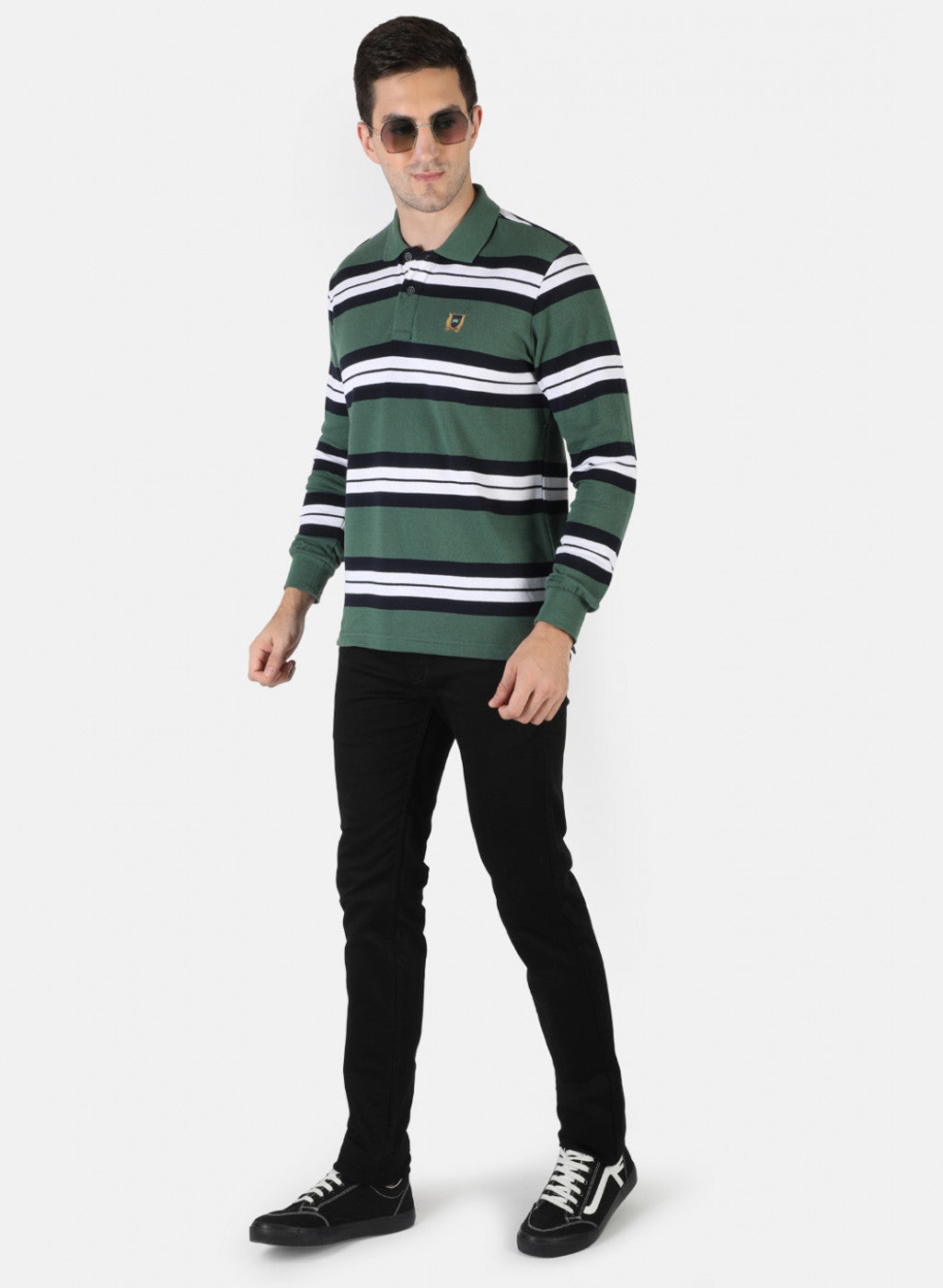 Men Green Stripe T-Shirt