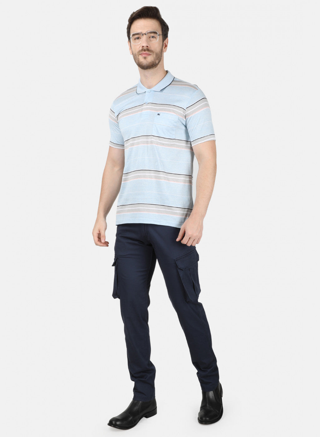 Mens Sky Blue Stripe T-Shirt