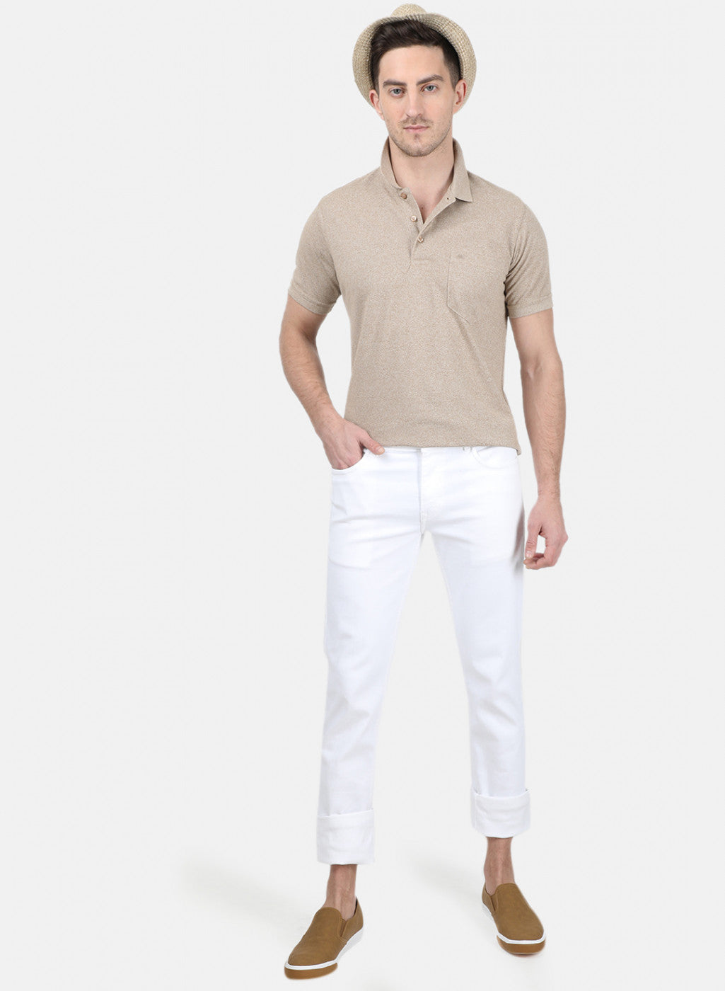 Mens Khaki Plain T-Shirt