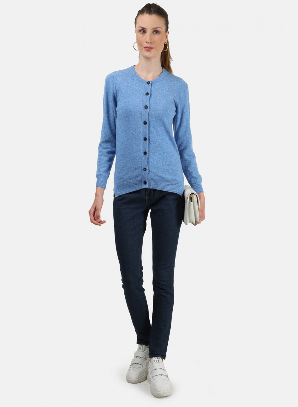 Women Blue Solid Cardigan