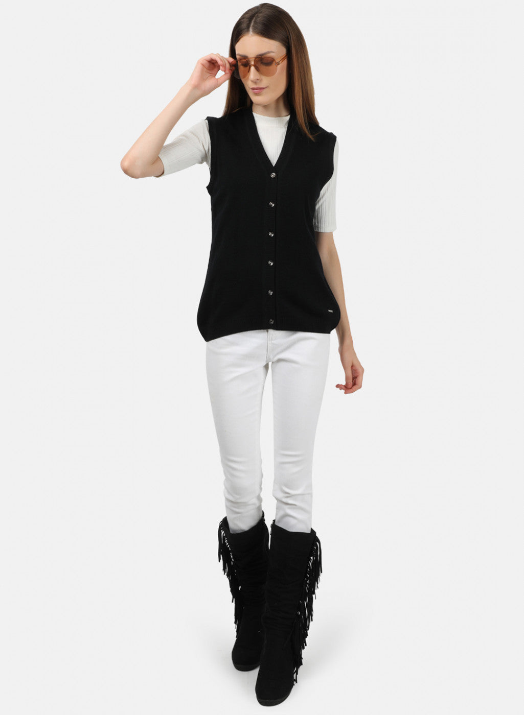 Women Black Solid Cardigan