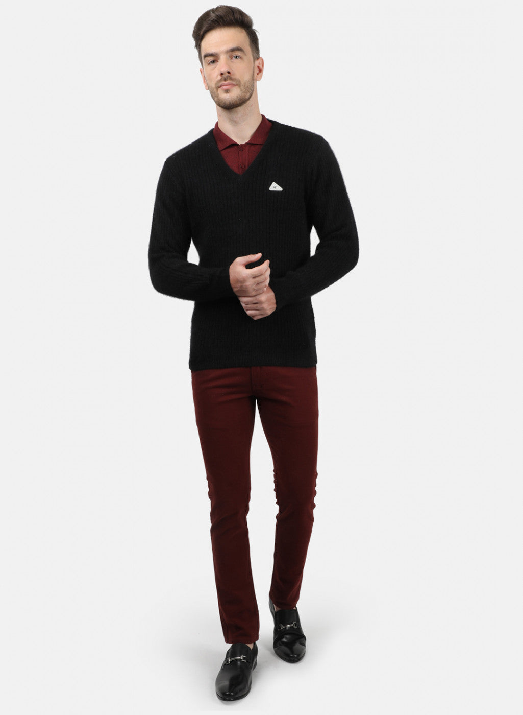 Men Black Solid Pullover