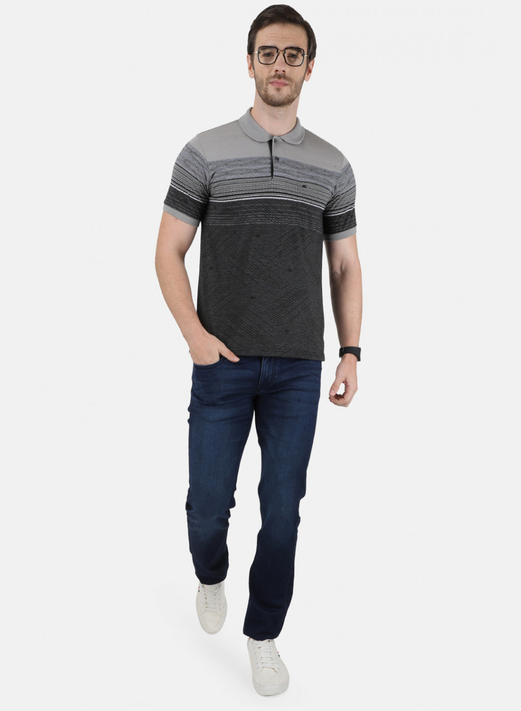 Mens Grey Stripe T-Shirt