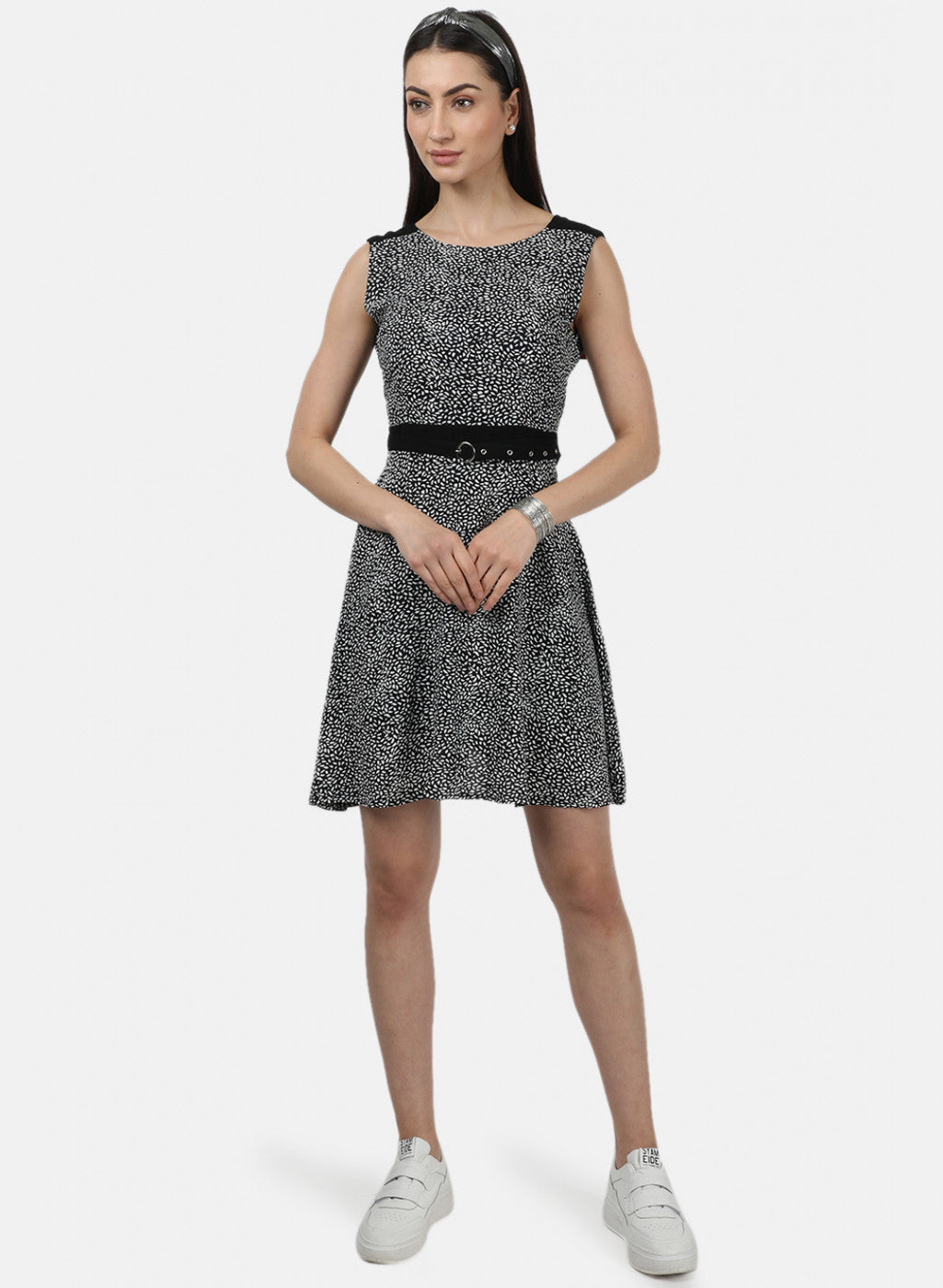 Womens Black Printed Dress