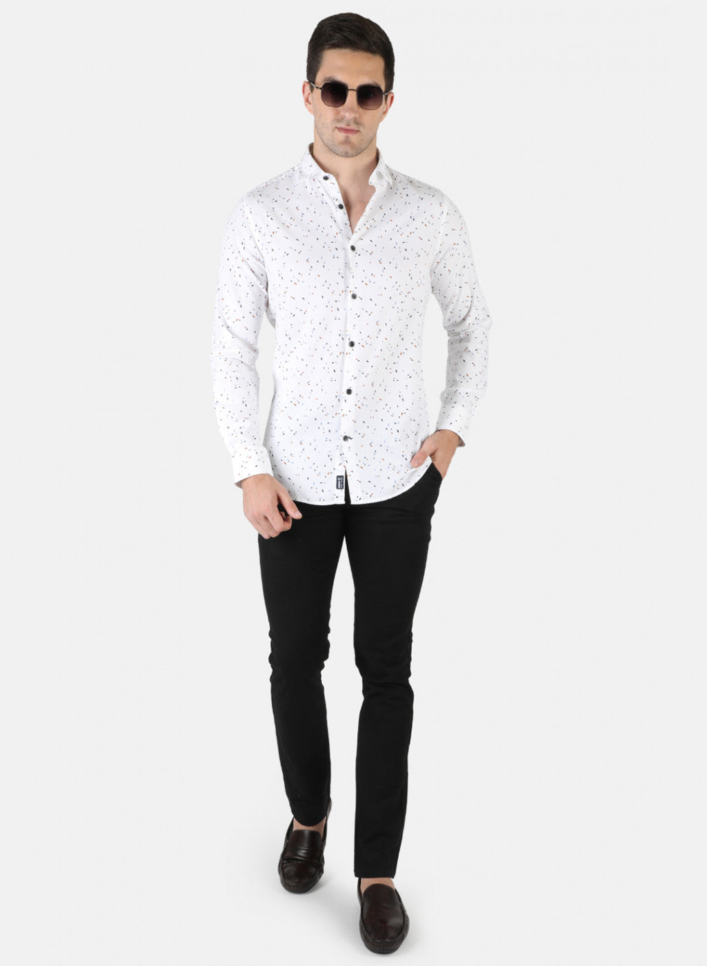 Men White Printed Shirt