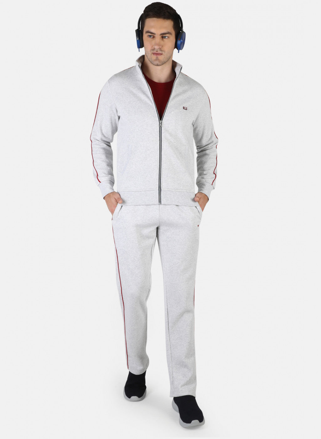 Men Grey Plain Tracksuit