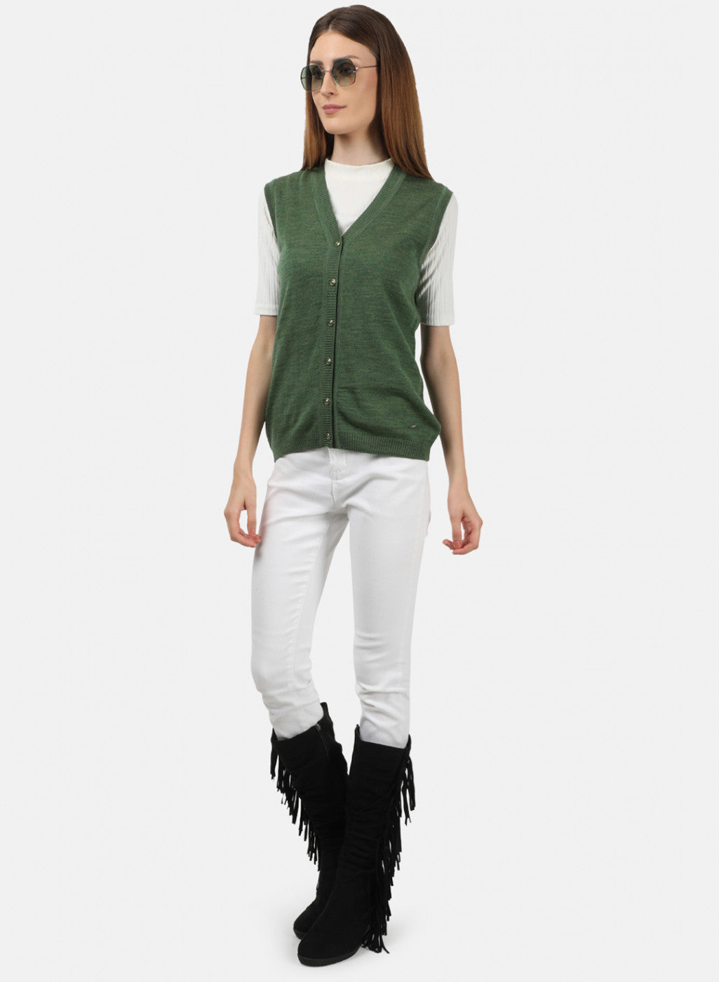 Women Olive Solid Cardigan