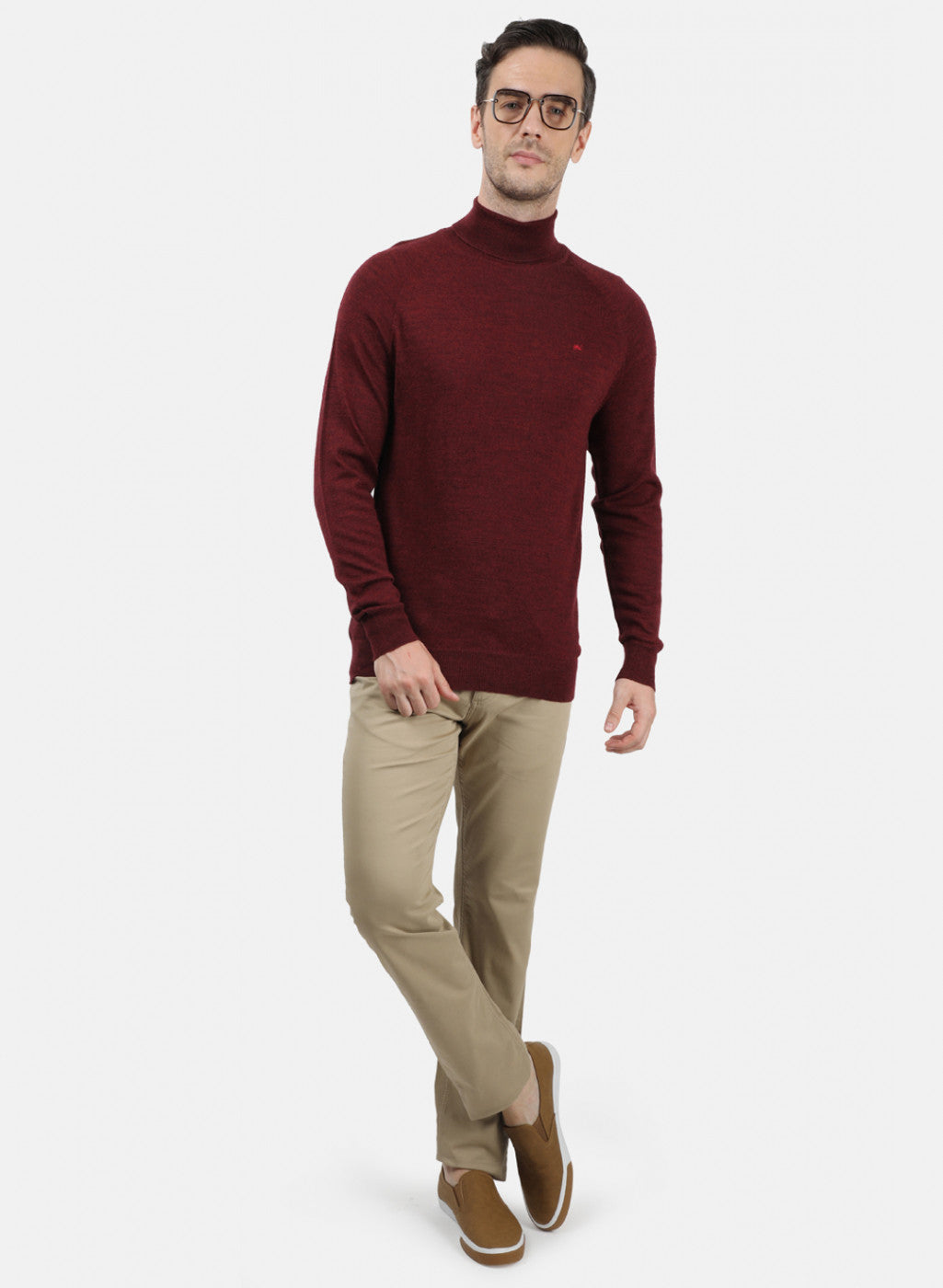 Men Maroon Solid Pullover