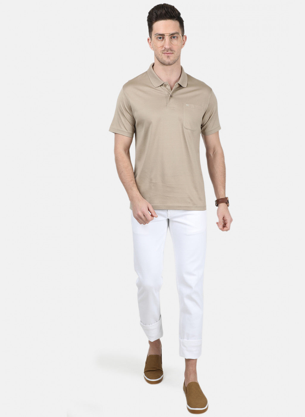 Mens Khaki Plain T-Shirt