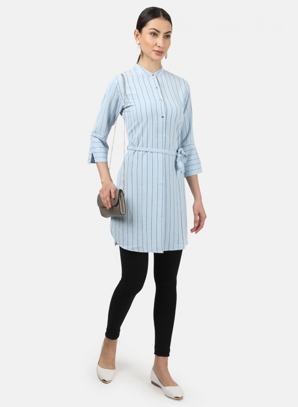 Womens Sky Blue Stripe Tunics