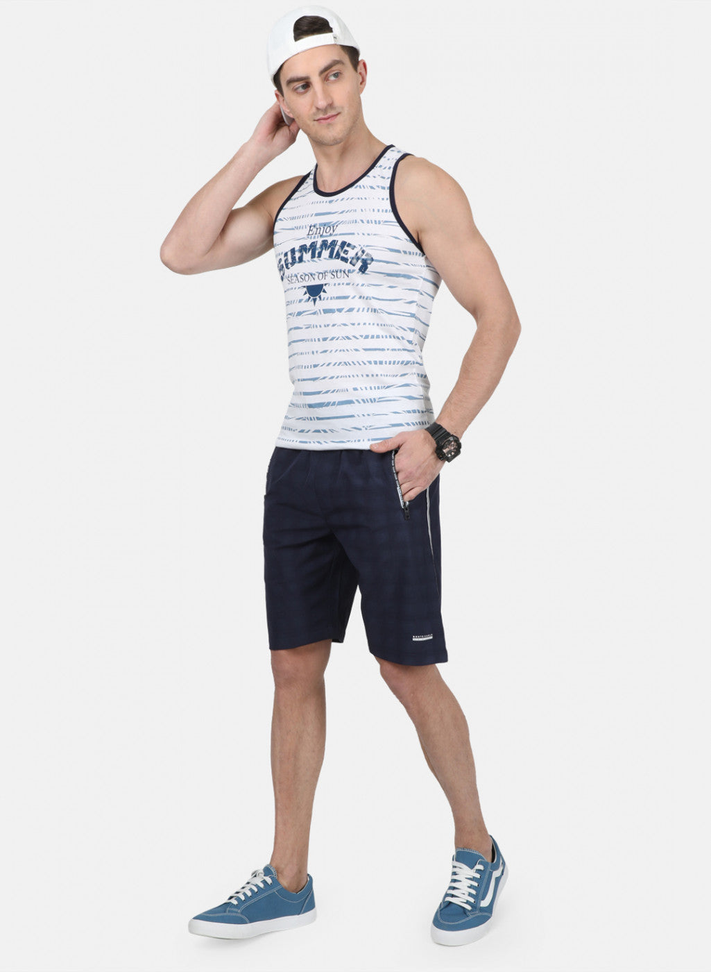 Mens NAvy Blue Printed Short