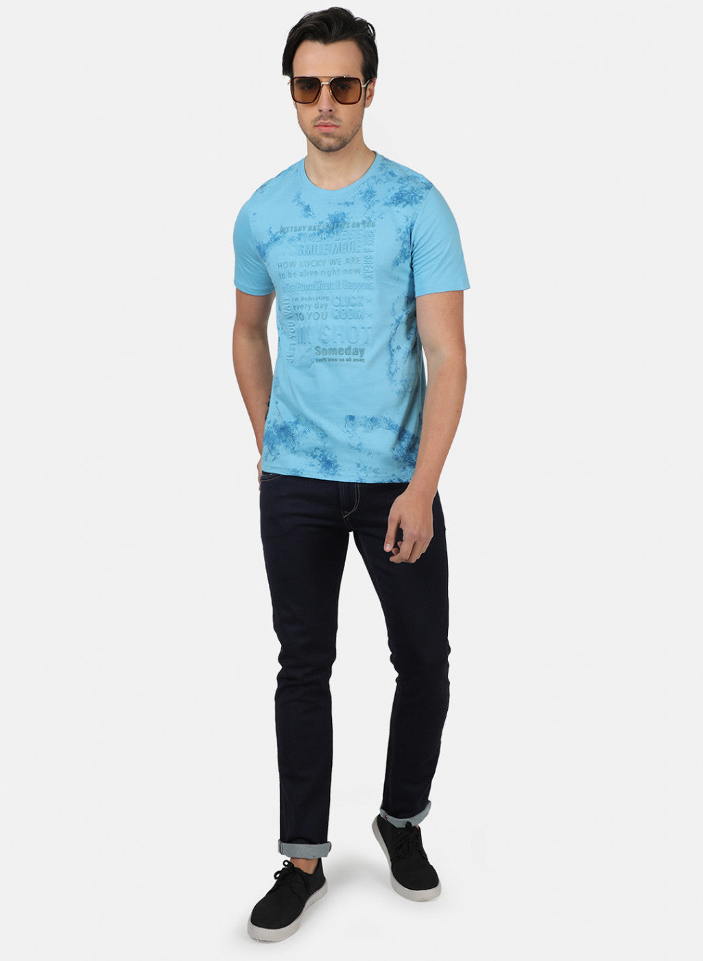 Men Blue Printed T-Shirts