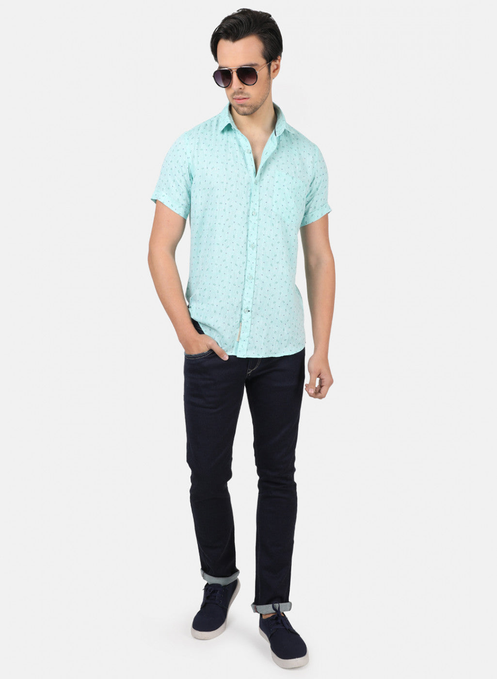 Men Green Printed Shirts