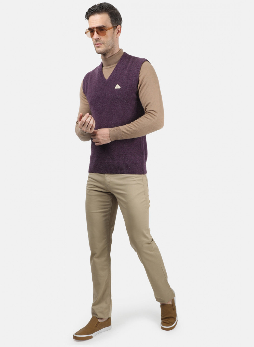 Men Purple Solid Sweater